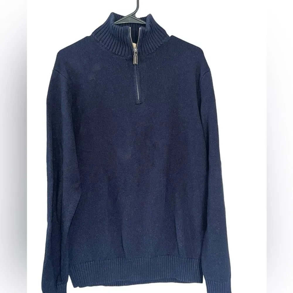 J. Crew Cashmere Blend 1/4 zip pullover sweater‎ Blend Blue Brown Pull Size XL